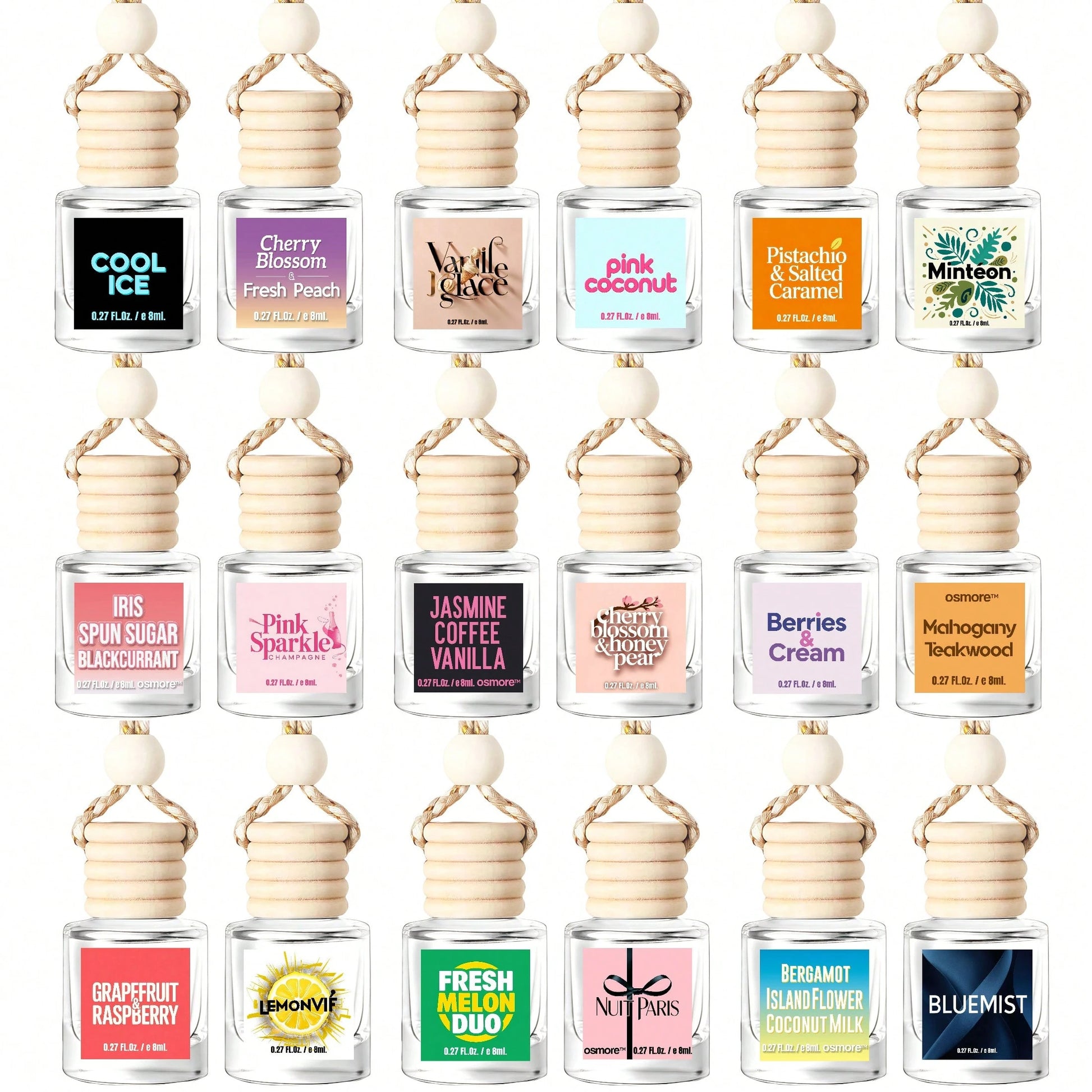 Osmore Summer Tropical Gift For Girls & Women, Pink Coconut Breeze Car Air Freshener Diffuser, Long-Lasting Hanging Fragrance Oil, Aromatherapy Essential Oil, 4-Pack Beachy Car Perfume Pendant, Cute C