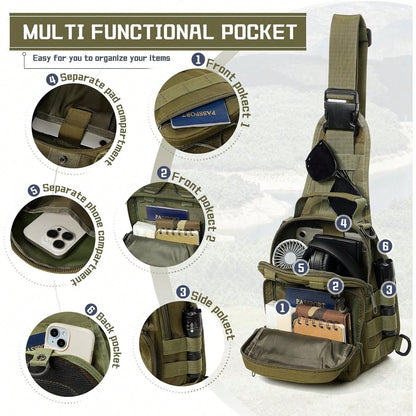 Outdoor Tactical Backpack, Shoulder Bag For Men And Women, High Quality Military Grade, Durable, Wear-Resistant, Molle|EDC|Multi-Function Messenger Bag, Handbag, Suitable For Hiking, Camping, Fishing