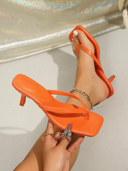 Oversized Square Toe Summer New Style Thong Sandals, Thin Heel Flip Flops, Versatile Outdoor Wear Thin Heel Thong Sandals For Women