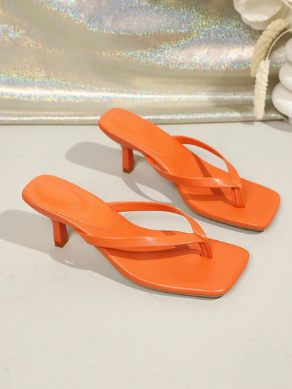 Oversized Square Toe Summer New Style Thong Sandals, Thin Heel Flip Flops, Versatile Outdoor Wear Thin Heel Thong Sandals For Women