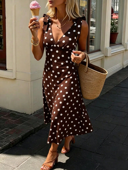 Pariaura Women's Polka Dot Midi Strap Dress