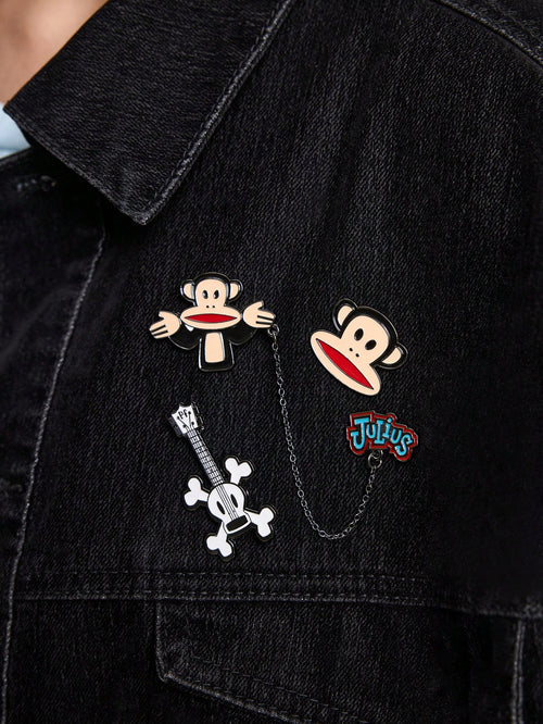 Paul Frank X 3pcs/Set Zinc Alloy Funny & Cute Letter Style Decorative Brooch Pins