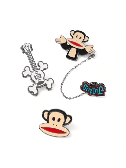 Paul Frank X 3pcs/Set Zinc Alloy Funny & Cute Letter Style Decorative Brooch Pins