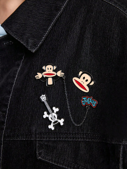 Paul Frank X 3pcs/Set Zinc Alloy Funny & Cute Letter Style Decorative Brooch Pins