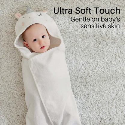 Penguine Cotton Hooded Baby Bath Towel with Baby Loofah
