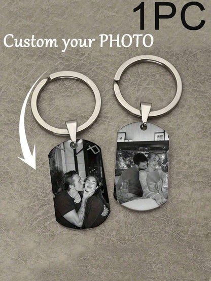 Personalized Engraved Photo Keychain, Anniversary Gift, Backpack Pendant, Birthday Gift, Valentine's Day Gift, Graduation Gift, Christmas Gift, Rose Gold, Platinum, Frosted Gold, Mother's Day Gift, Fa