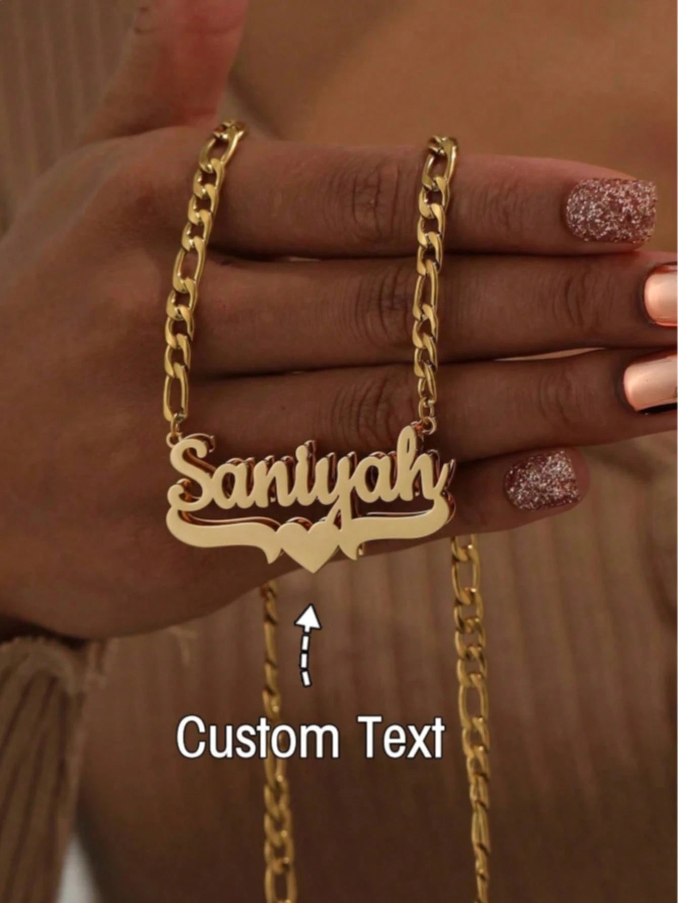 Personalized Hip Hop Letter And Heart Pendant Necklace, Stainless Steel Name Necklace, Gothic Style Jewelry Gift, Birthday Gift, Y2K Aesthetic
