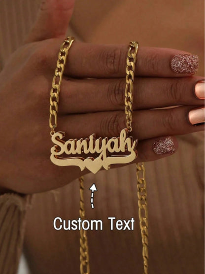 Personalized Hip Hop Letter And Heart Pendant Necklace, Stainless Steel Name Necklace, Gothic Style Jewelry Gift, Birthday Gift, Y2K Aesthetic