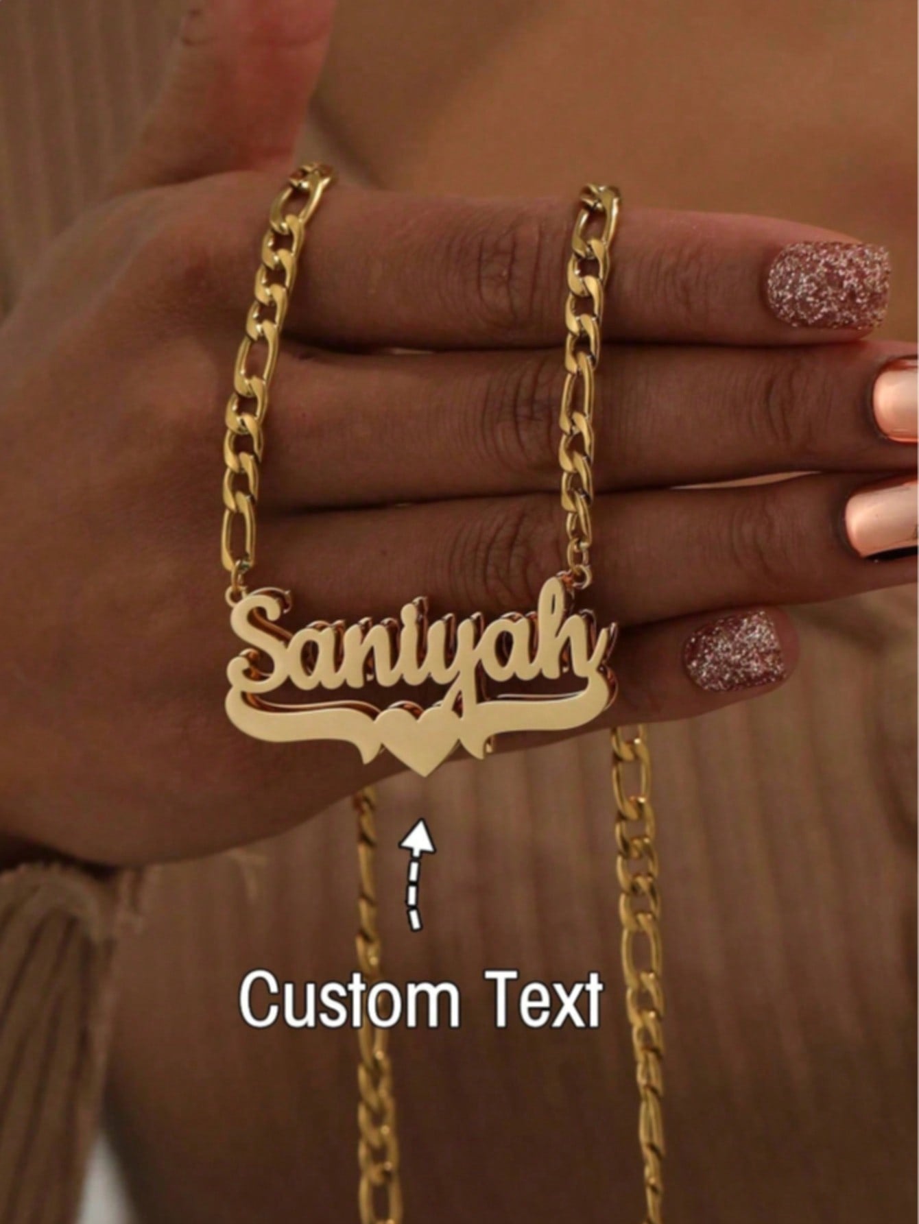 Personalized Hip Hop Letter And Heart Pendant Necklace, Stainless Steel Name Necklace, Gothic Style Jewelry Gift, Birthday Gift, Y2K Aesthetic
