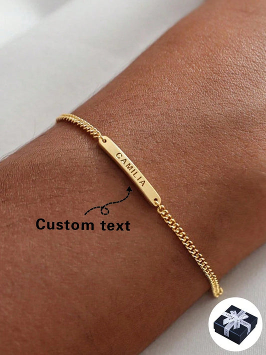Personalized Name Custom Bracelet, Adjustable Stainless Steel English Letter Customized Handmade Rope, Gift For Valentine's Day, Mother's Day, Classmates, Friends For Party, School, For Teenagers, Stu
