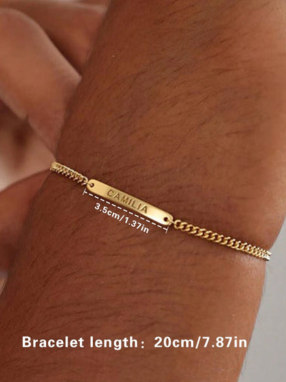 Personalized Name Custom Bracelet, Adjustable Stainless Steel English Letter Customized Handmade Rope, Gift For Valentine's Day, Mother's Day, Classmates, Friends For Party, School, For Teenagers, Stu