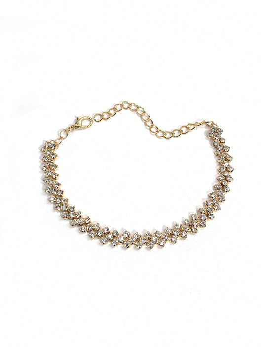 Personalized Simple Diamond Shaped Anklet, Summer Beach Bling Rhinestone Foot Chain