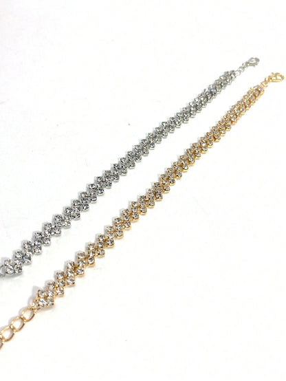 Personalized Simple Diamond Shaped Anklet, Summer Beach Bling Rhinestone Foot Chain