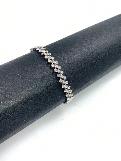 Personalized Simple Diamond Shaped Anklet, Summer Beach Bling Rhinestone Foot Chain