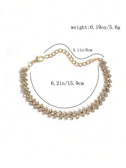 Personalized Simple Diamond Shaped Anklet, Summer Beach Bling Rhinestone Foot Chain