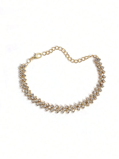 Personalized Simple Diamond Shaped Anklet, Summer Beach Bling Rhinestone Foot Chain