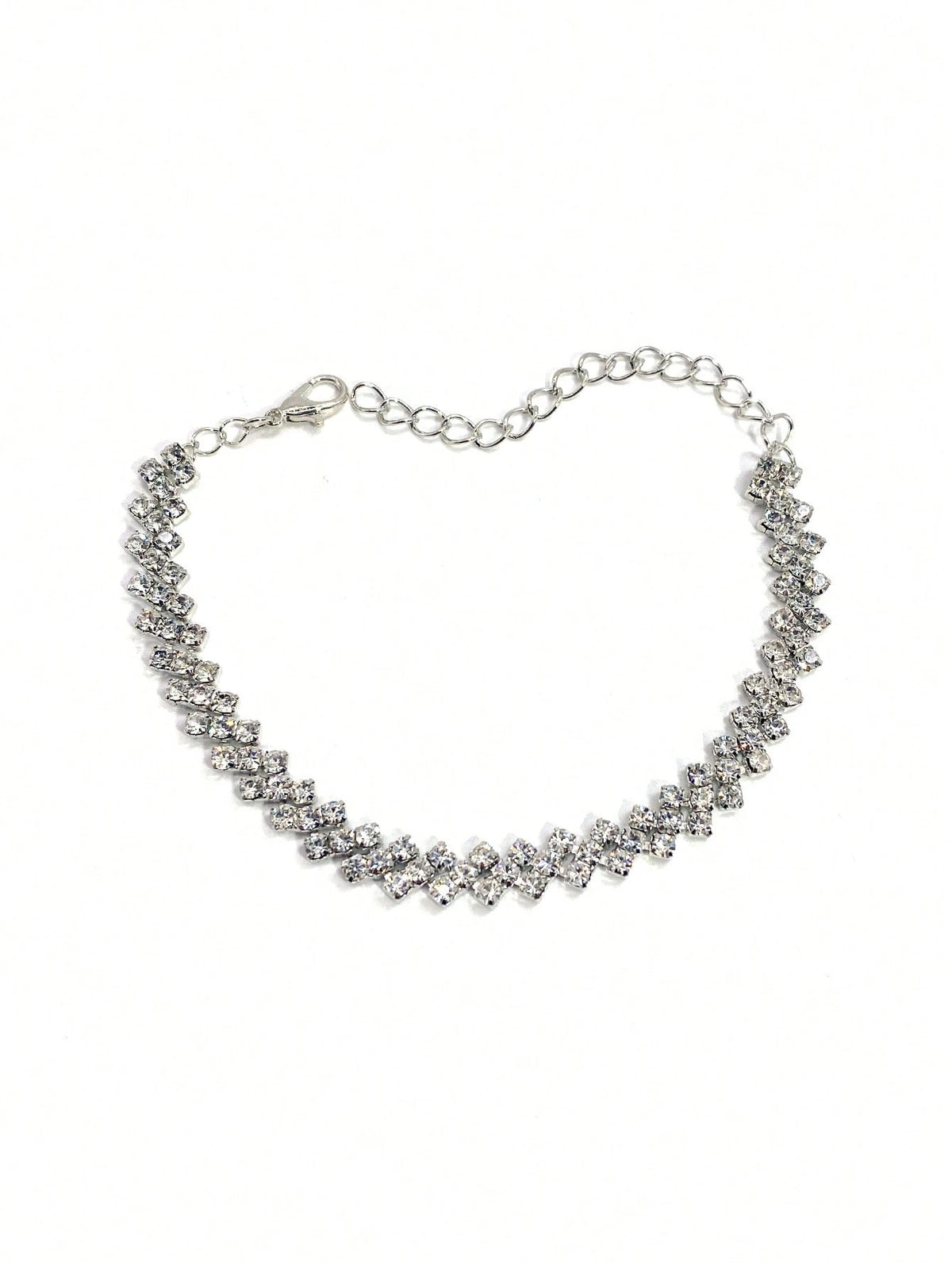 Personalized Simple Diamond Shaped Anklet, Summer Beach Bling Rhinestone Foot Chain