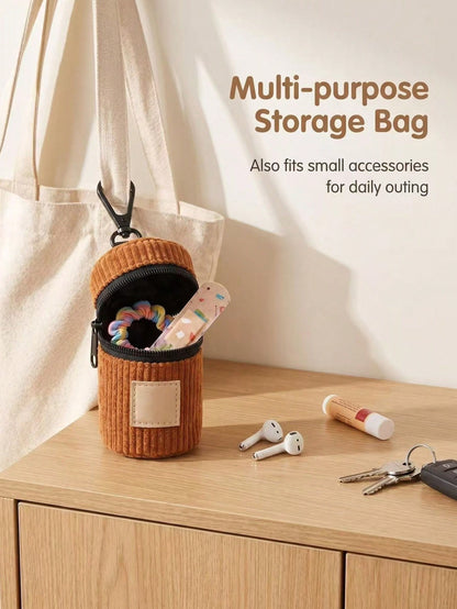 Pet Corduroy Portable Pet Waste Bag Dispenser; Multi-Functional Storage Bag; Outdoor Dog Walking Hanging Zipper Dog Waste Bag Dispenser; Multi-Color Portable Small Bag; Pet Supplies
