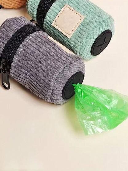 Pet Corduroy Portable Pet Waste Bag Dispenser; Multi-Functional Storage Bag; Outdoor Dog Walking Hanging Zipper Dog Waste Bag Dispenser; Multi-Color Portable Small Bag; Pet Supplies