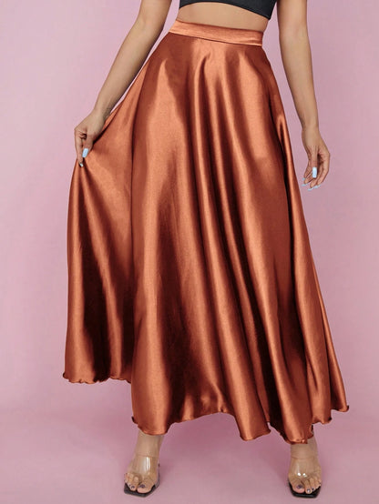 PETITE High Waist Solid Flared Party Women Skirt,Petite Women