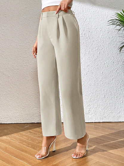 PETITE Solid Color Straight-Leg Pants,Petite Women