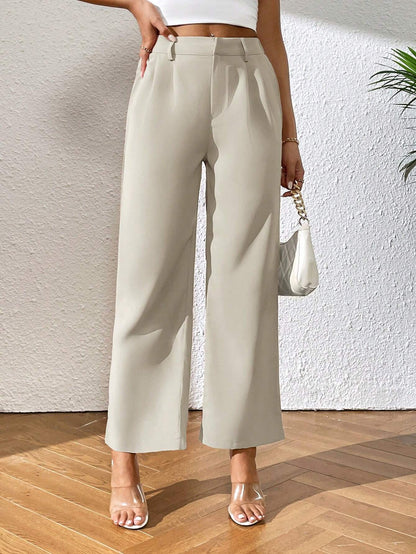 PETITE Solid Color Straight-Leg Pants,Petite Women