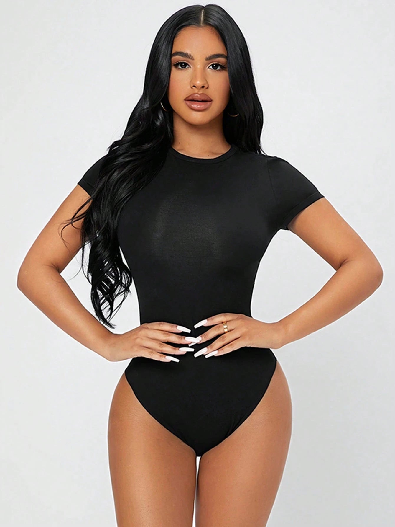 PETITE Solid Slim Fit Summer Women Bodysuit,Petite Women