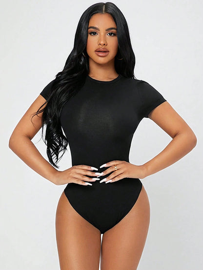 PETITE Solid Slim Fit Summer Women Bodysuit,Petite Women