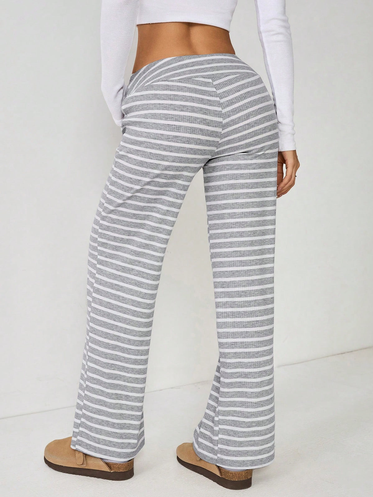 PETITE Women's Low Waist Grey Brushed Drawstring Yoga Loose Pants For Home,Petite Women Lounge Autumn Casual