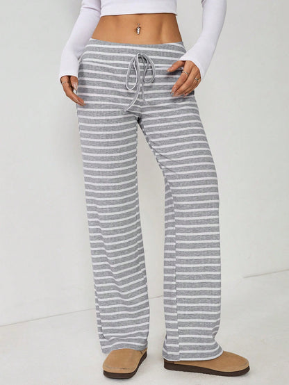 PETITE Women's Low Waist Grey Brushed Drawstring Yoga Loose Pants For Home,Petite Women Lounge Autumn Casual