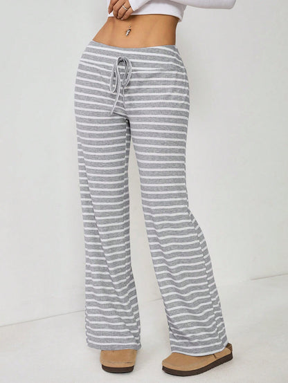PETITE Women's Low Waist Grey Brushed Drawstring Yoga Loose Pants For Home,Petite Women Lounge Autumn Casual