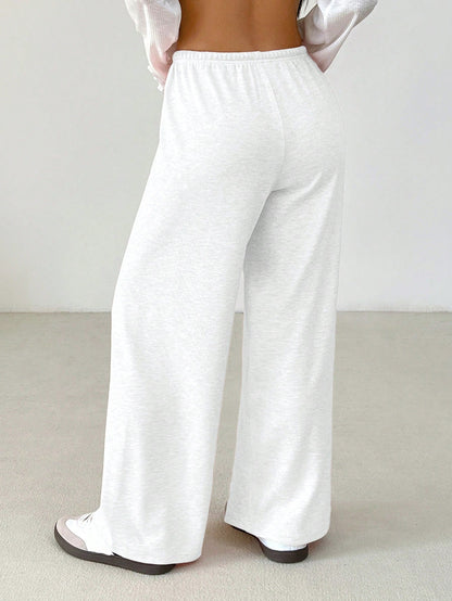 PETITE Women's Solid Color Drawstring Waist Soft Knit Loose Casual Pants, Fall/Winter, Baggy Pants,Petite Women