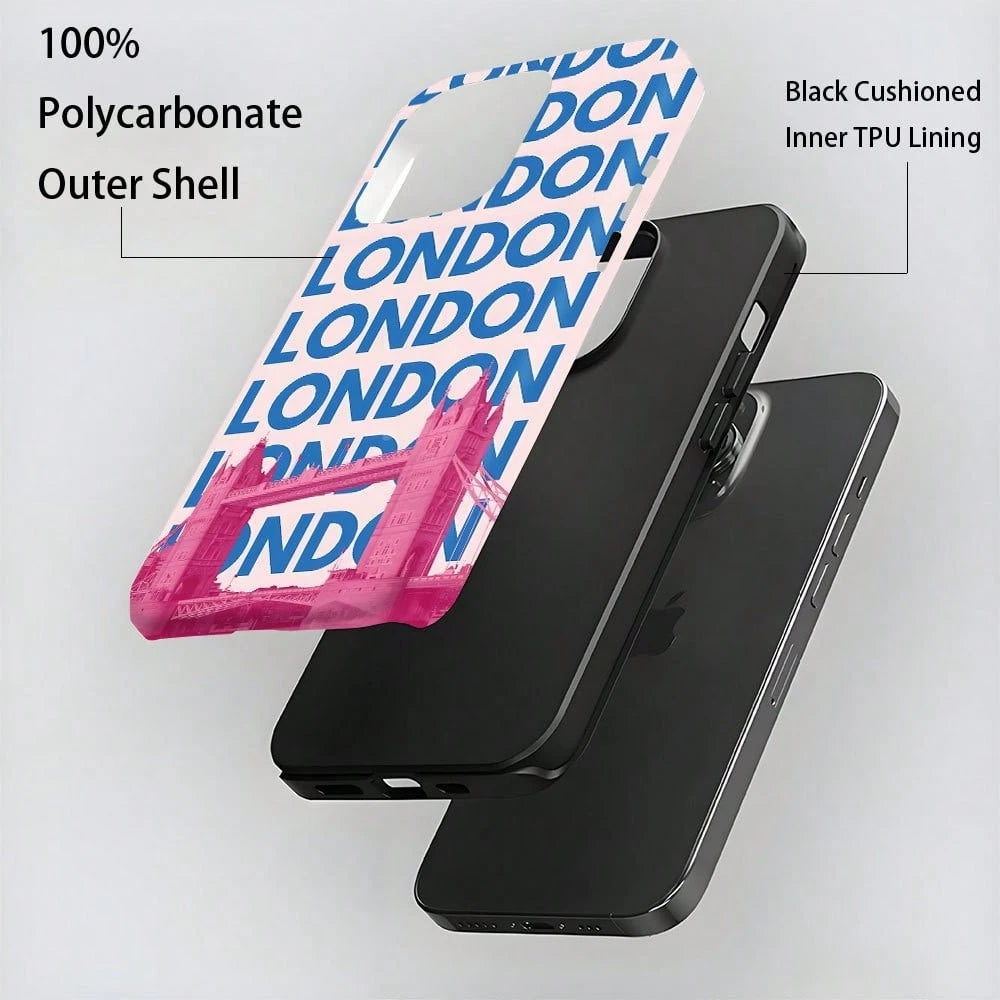 Phone- 1pc London Tower Bridge Aesthetic Art Design, Two-In-One Film-, Dual Layered Durable, Drop-Proof-17, 16, 15, 14, 13, 12, 11, 8,, X, Xs, Xr, Plus,, Pro,,, Se2, Se3