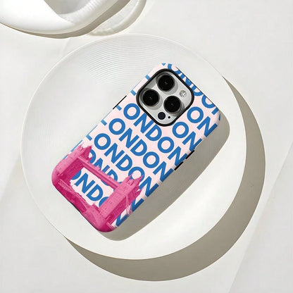 Phone- 1pc London Tower Bridge Aesthetic Art Design, Two-In-One Film-, Dual Layered Durable, Drop-Proof-17, 16, 15, 14, 13, 12, 11, 8,, X, Xs, Xr, Plus,, Pro,,, Se2, Se3