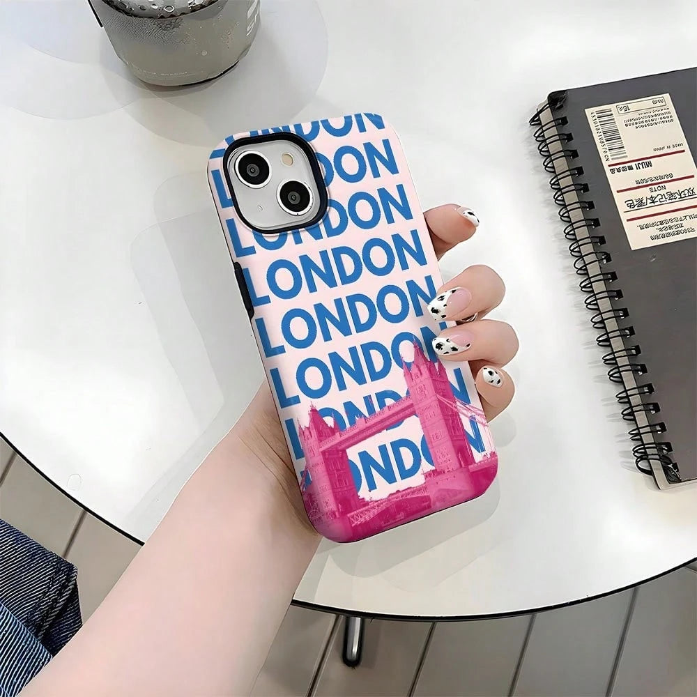 Phone- 1pc London Tower Bridge Aesthetic Art Design, Two-In-One Film-, Dual Layered Durable, Drop-Proof-17, 16, 15, 14, 13, 12, 11, 8,, X, Xs, Xr, Plus,, Pro,,, Se2, Se3