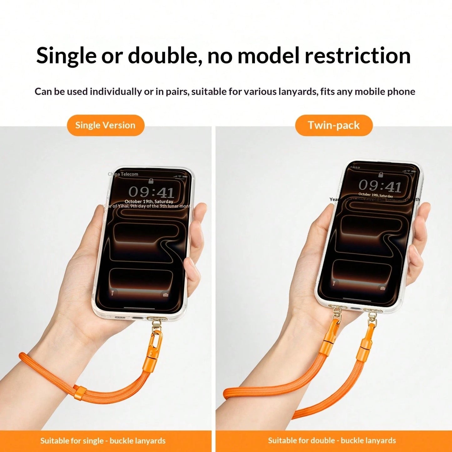 Phone Lanyard Gasket Side Clip Mini Double Buckle Ultra-Thin Card Pad Dual Ear Stainless Steel Metal Hook Adhesive Patch Phone Case Hanging Chain Card Connector Chain Rope Pendant