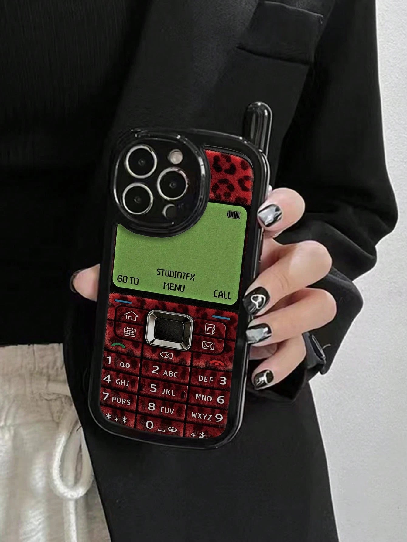 Phone Themed Shockproof Leopard Print Novelty Cases 1pc New Personalized Leopard Print Painted Retro Phone Shape Phone Case Glossy Soft Shell Protective Cover Compatible With IPhone 17pro/17Air/17/17p