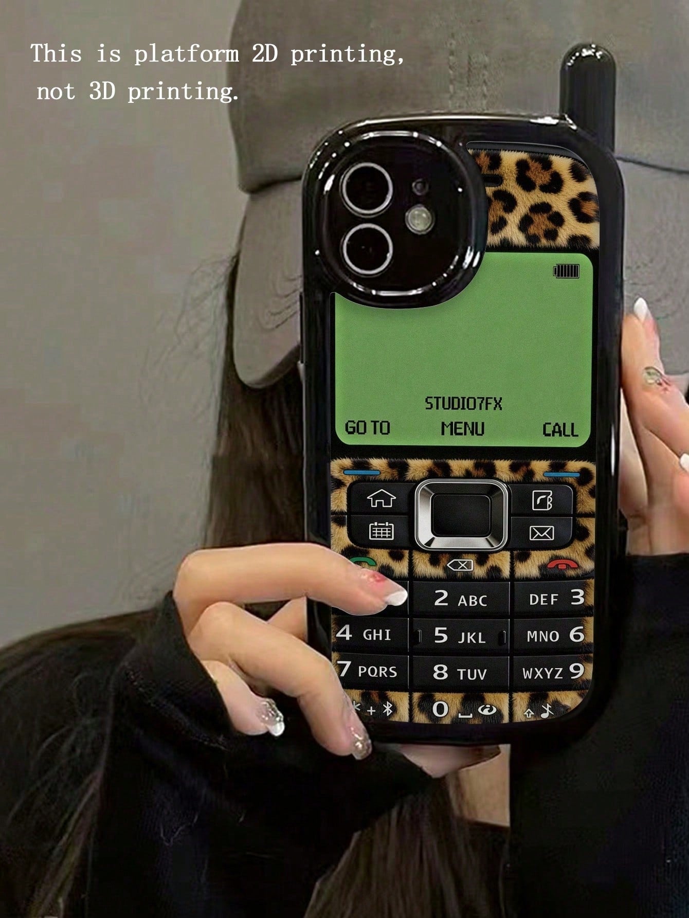 Phone Themed Shockproof Leopard Print Novelty Cases 1pc New Personalized Leopard Print Painted Retro Phone Shape Phone Case Glossy Soft Shell Protective Cover Compatible With IPhone 17pro/17Air/17/17p