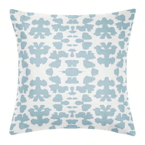 [Pillow Cover] Decorative Pillow By Featuring Ikat-Inspired Floral Medallion Print In Mist Blue And White- Living Room- Living Room, Bedroom, And Sofa
