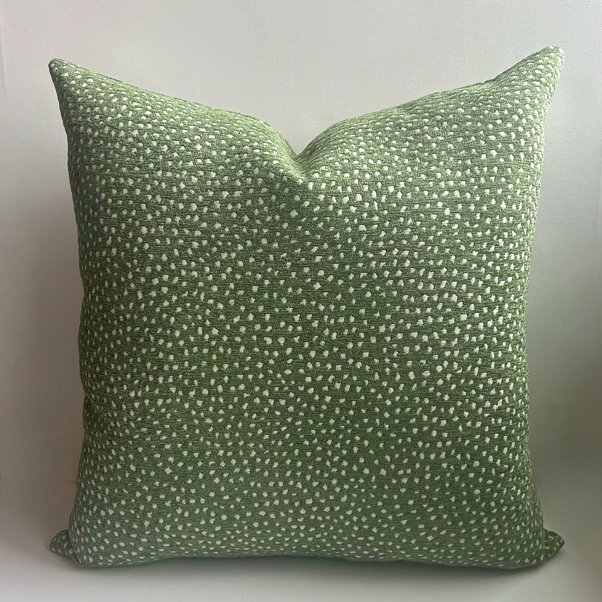 [Pillow Cover]Green And Cream Chenille Confetti Polka Dot Drat Tow Pillow Cover(Pillow Core Not Included)