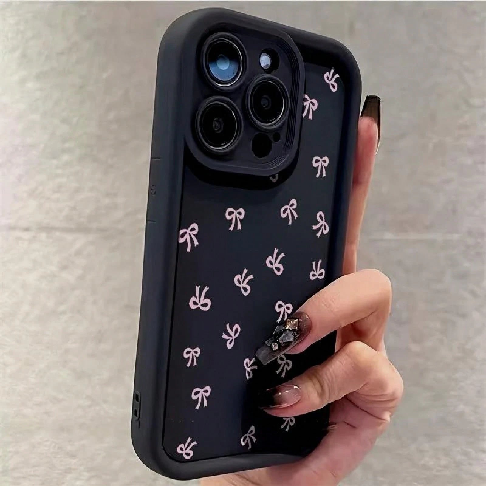 Pink Bow Pattern Phone Case For IPhone 16 15 14 Pro Max 13 12 11 XR XS Plus Shockproof Full Camera Protection Durable Slim Silicone Cover