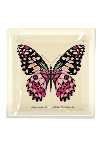 Pink Butterly Decoupage Glass Tray - Ben's Garden