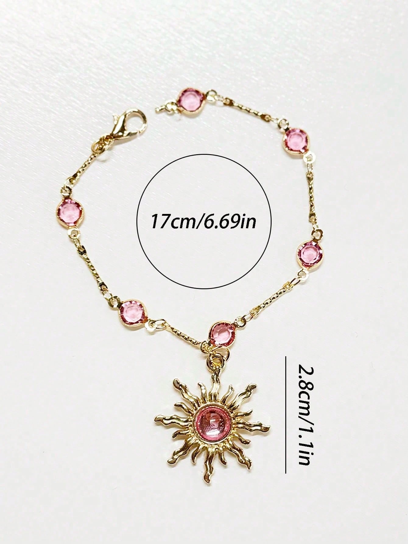 Pink Diamond Sun Car Pendant, Steering Wheel Hanging Decor