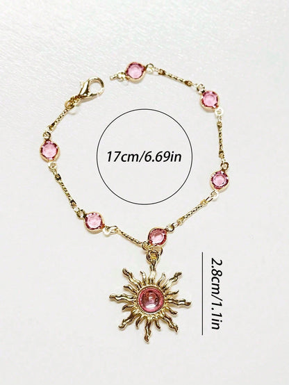 Pink Diamond Sun Car Pendant, Steering Wheel Hanging Decor