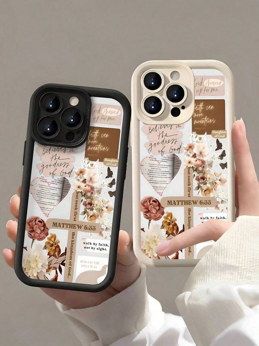 Pink Girly Christian Collage God Jesus Bible Verse Cross Pattern Phone Case For Compatible With IPhone 16/15/14/13/12/11/ProMax/Pro/Plus/XSMax/XS/X,Fashion Female Summer Unique Cases Shockproof Anti-D