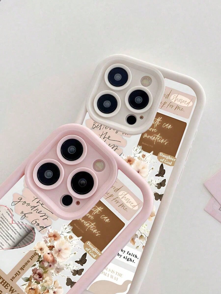 Pink Girly Christian Collage God Jesus Bible Verse Cross Pattern Phone Case For Compatible With IPhone 16/15/14/13/12/11/ProMax/Pro/Plus/XSMax/XS/X,Fashion Female Summer Unique Cases Shockproof Anti-D