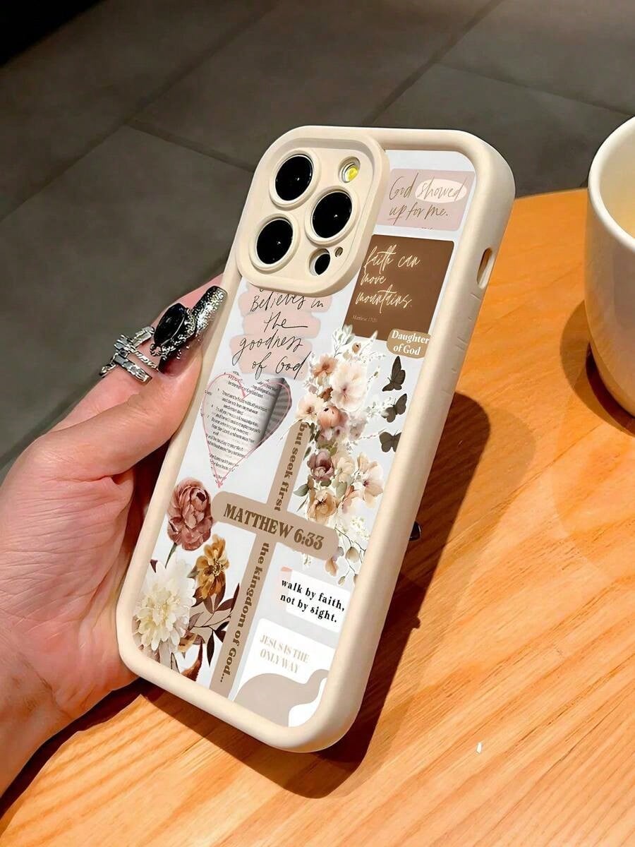 Pink Girly Christian Collage God Jesus Bible Verse Cross Pattern Phone Case For Compatible With IPhone 16/15/14/13/12/11/ProMax/Pro/Plus/XSMax/XS/X,Fashion Female Summer Unique Cases Shockproof Anti-D