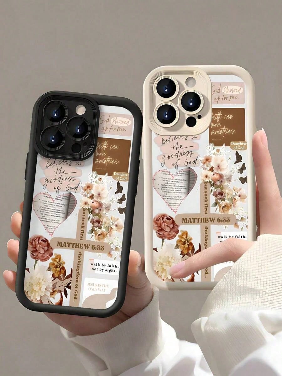 Pink Girly Christian Collage God Jesus Bible Verse Cross Pattern Phone Case For Compatible With IPhone 16/15/14/13/12/11/ProMax/Pro/Plus/XSMax/XS/X,Fashion Female Summer Unique Cases Shockproof Anti-D