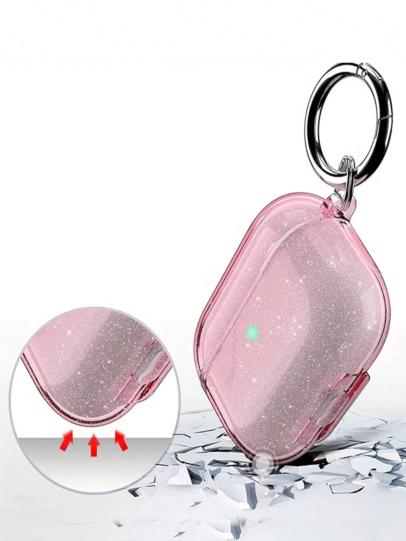 Pink Glitter Earphone Case Compatible With AirPod 4 Pro 3, 3, 2/1, Transparent Bluetooth Earphone Protective Case, Soft Earphone Cover With Stand