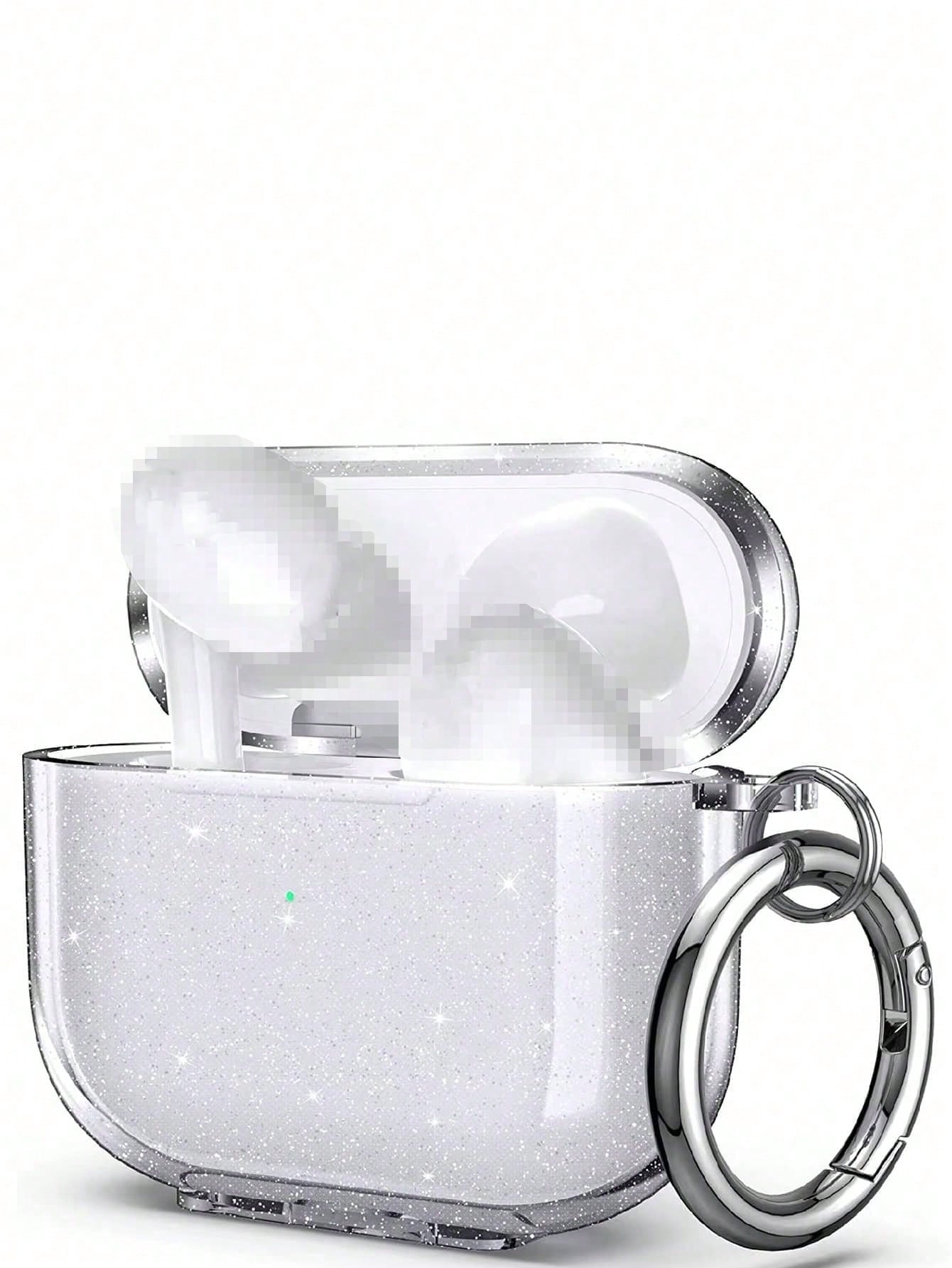 Pink Glitter Earphone Case Compatible With AirPod 4 Pro 3, 3, 2/1, Transparent Bluetooth Earphone Protective Case, Soft Earphone Cover With Stand